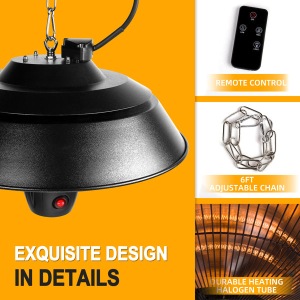 ZACHVO 5100 BTU Electric Hanging Patio Heater with LED Light & Reviews